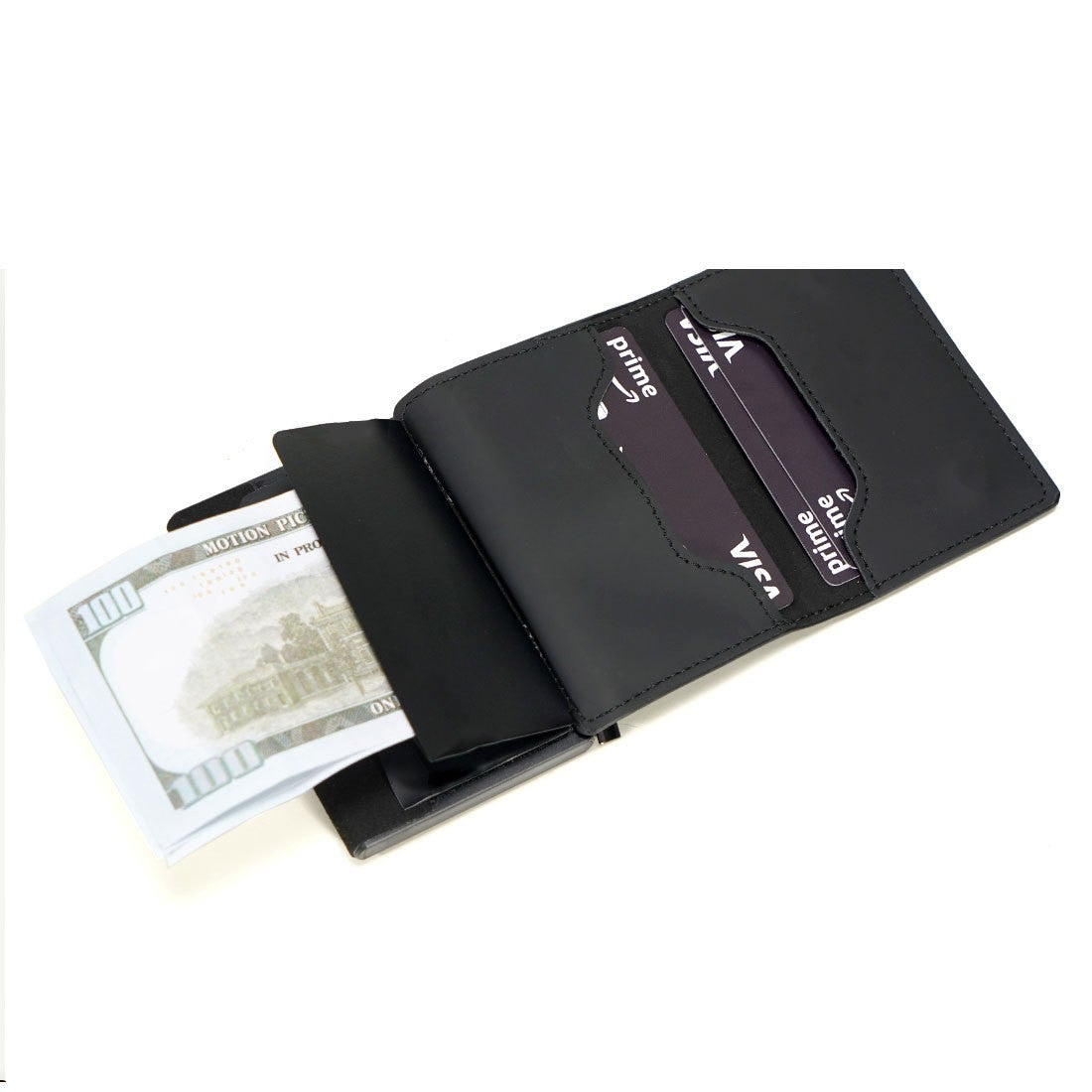 Royeva Genuine Leather RFID Blocking Compact Wallet with Aluminum Card Holder