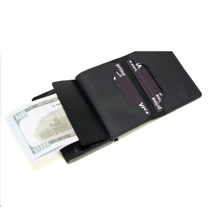 Royeva Genuine Leather RFID Blocking Compact Wallet with Aluminum Card Holder