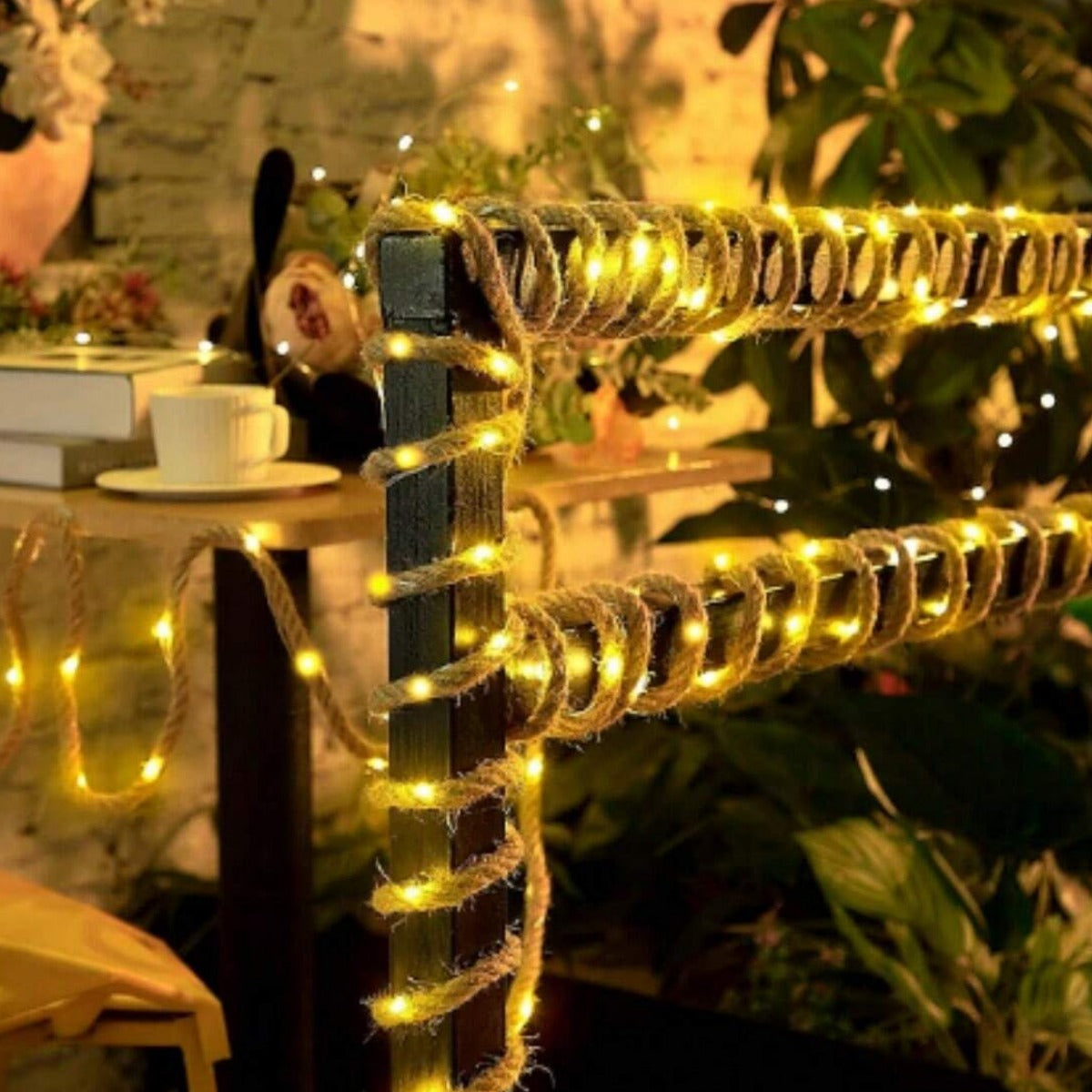 Royeva Solar Hemp Rope Fairy Lights-Outdoor Garden Decor