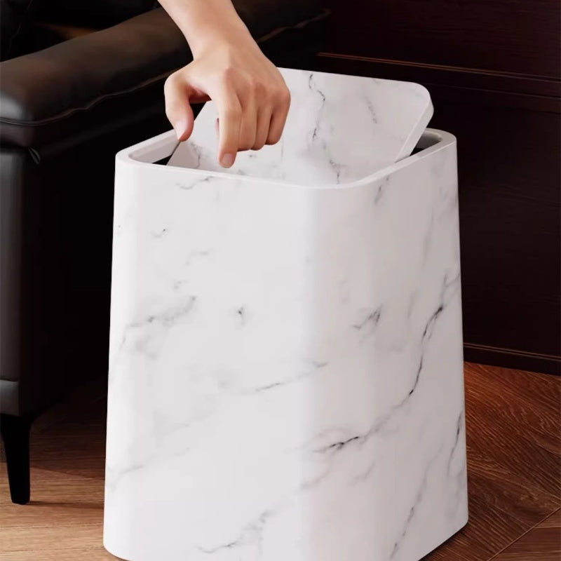 Eloria Marble Print Swivel Lid Waste Bin for Bathroom, Kitchen & Office