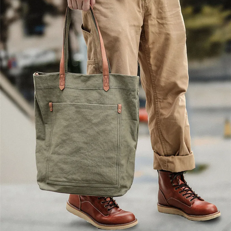Novara Everyday Cotton Canvas Tote Bag with Leather Handles & Shoulder Strap