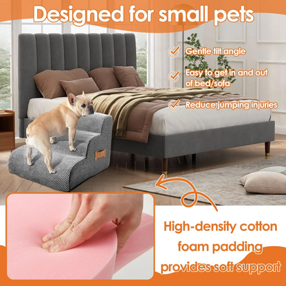 Royora 3 Step Dog Stairs for Beds and Sofas - Gray Pet Ladder for Small Dogs & Pets