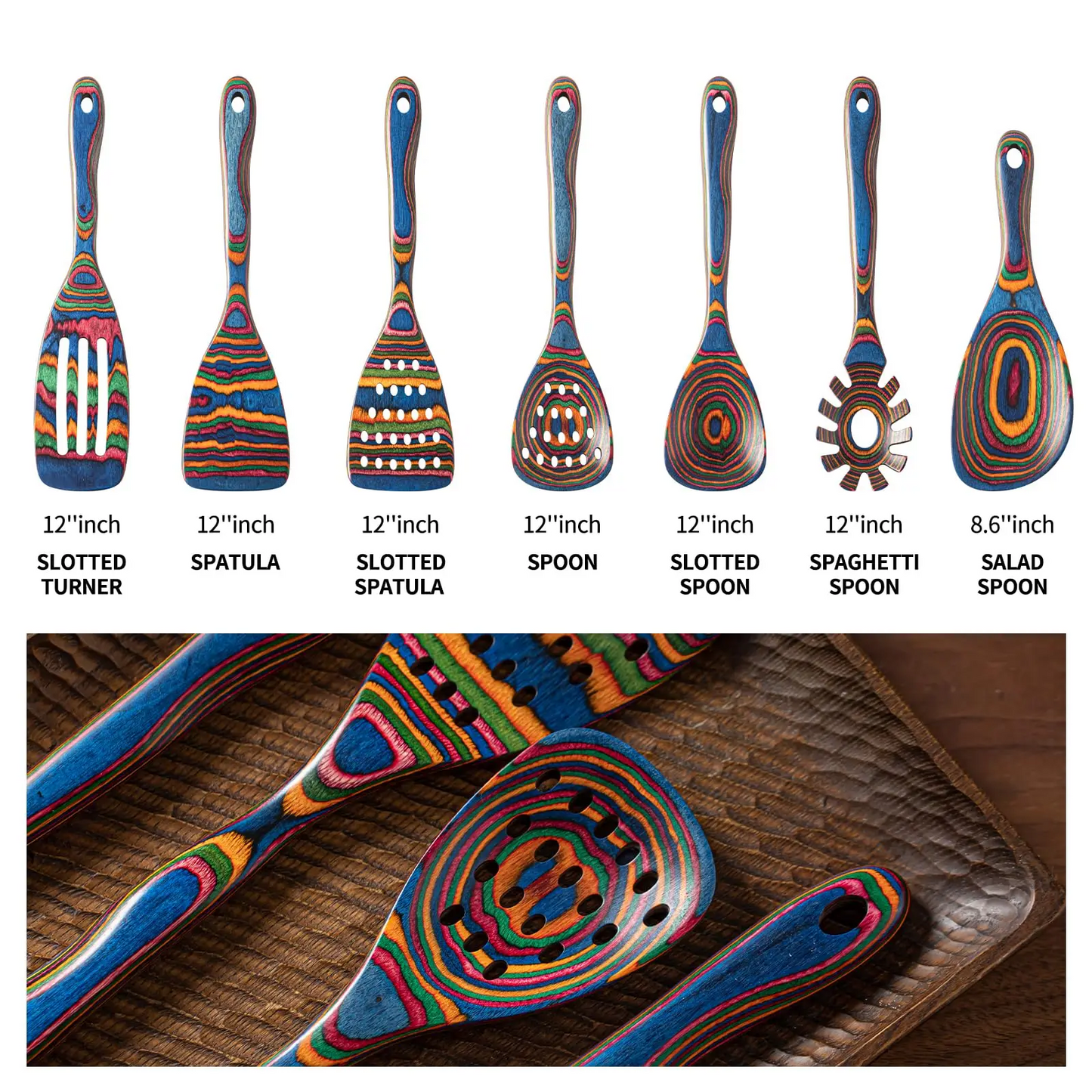 Novara 7-Piece Premium Pakkawood Kitchen Utensil Set