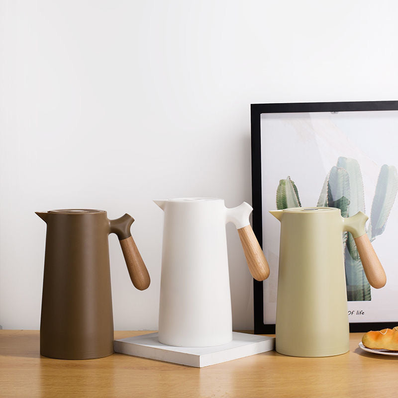 Royelle 1L Insulated Thermal Coffee Carafe With Wood Handle