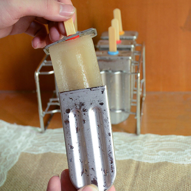 Royelle Stainless Steel Ice Pop Molds with Stand - Reusable Freezer Pop Maker