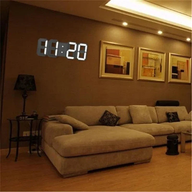 Royelle 3D LED Digital Wall Clock-Large Modern Display With Adjustable Brightness