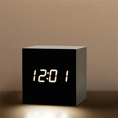 Royeva Wooden LED Digital Alarm Clock-Modern Cube Desk Clock for Bedroom