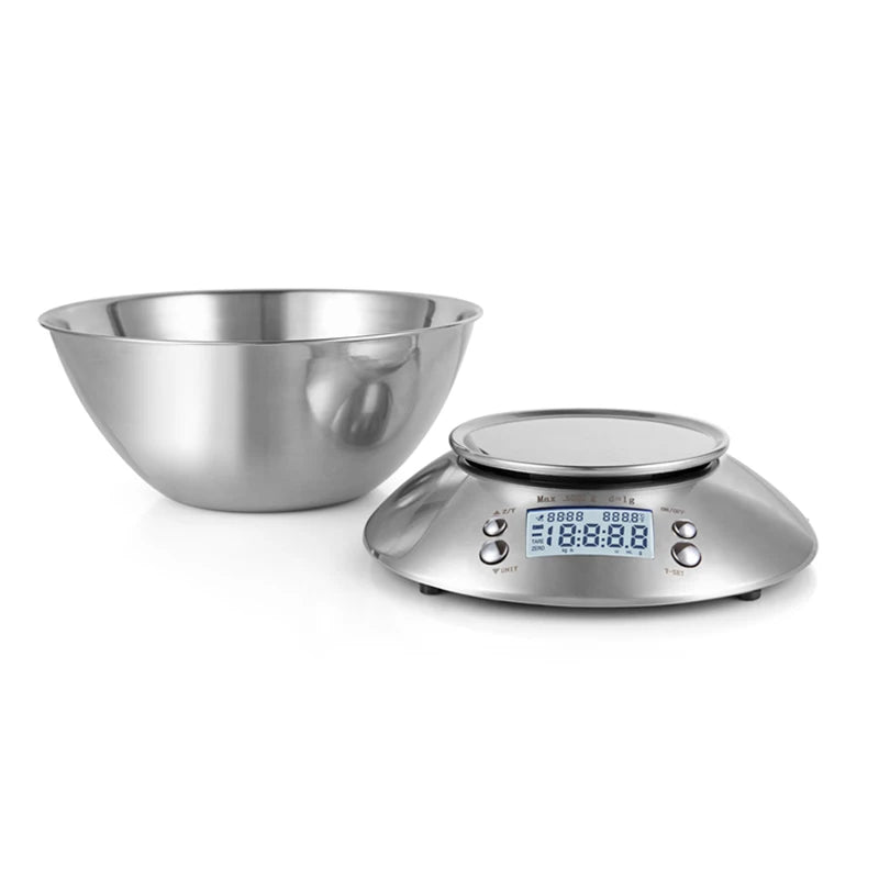 Royora Digital Kitchen Scale With Stainless Steel Bowl And Timer