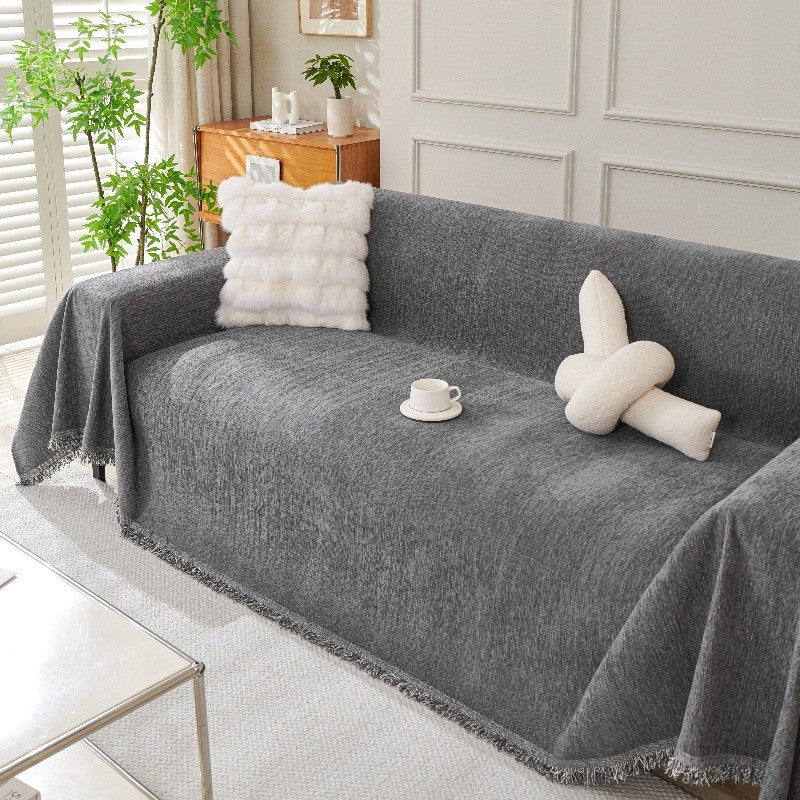 Novara Woven Sofa Throw Cover-Washable Cotton Blend Couch Protector