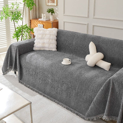 Novara Woven Sofa Throw Cover-Washable Cotton Blend Couch Protector
