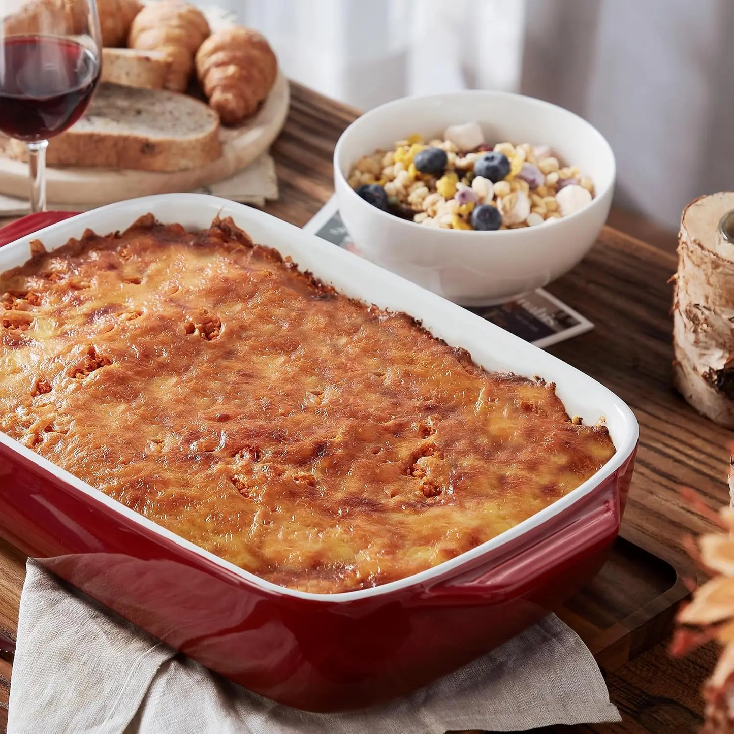 Novara Enamel Cast Iron Roasting Pan with Lid - Versatile 2-in-1 Design