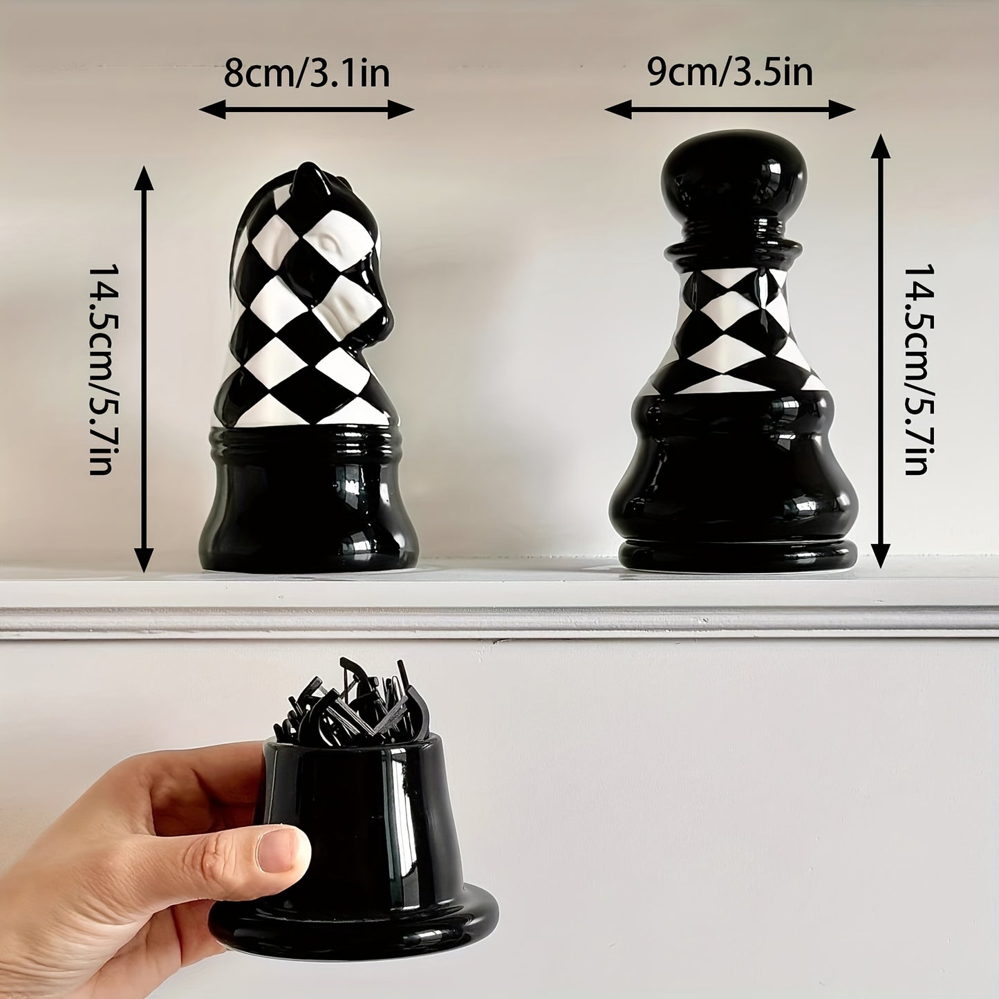 Novara Harlequin Chess Piece Decor - Luxury Ceramic Tabletop Sculpture