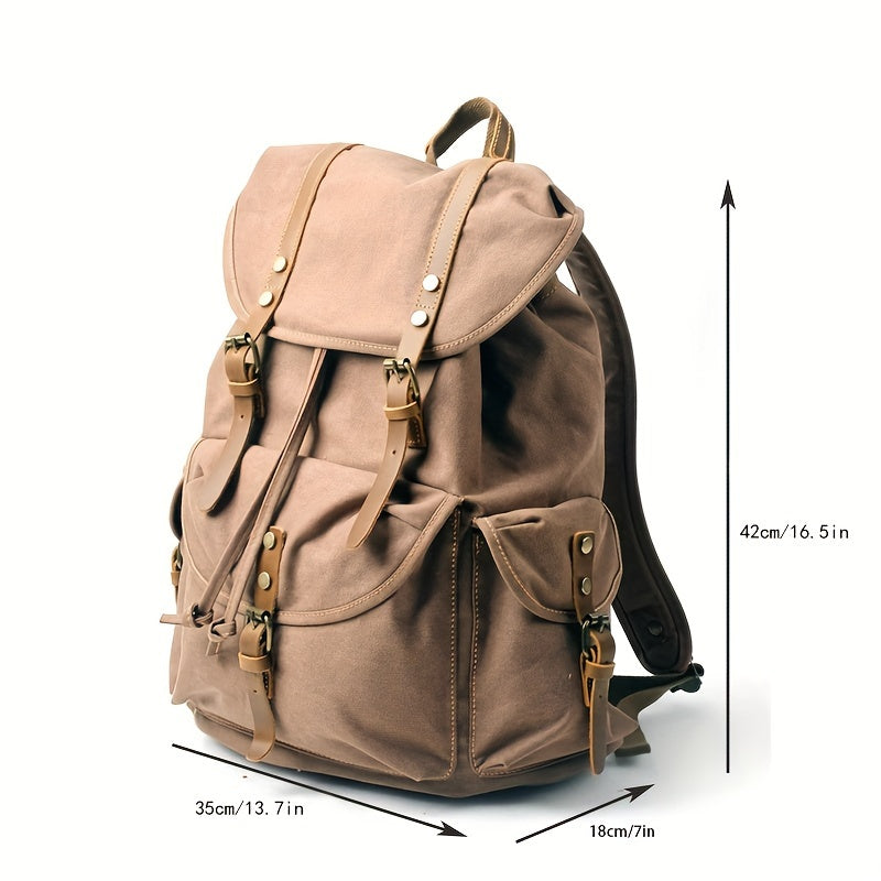 Royelle Military Canvas Backpack-Rugged Travel Rucksack