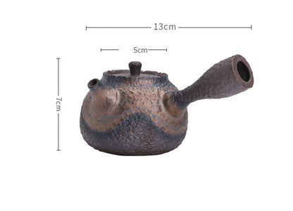 Royora Japanese Kyusu Teapot - Textured Ceramic Side Handle Tea Kettle