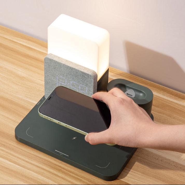 Novara 15W Wireless Charging Station with Digital Alarm Clock & Adjustable Lamp