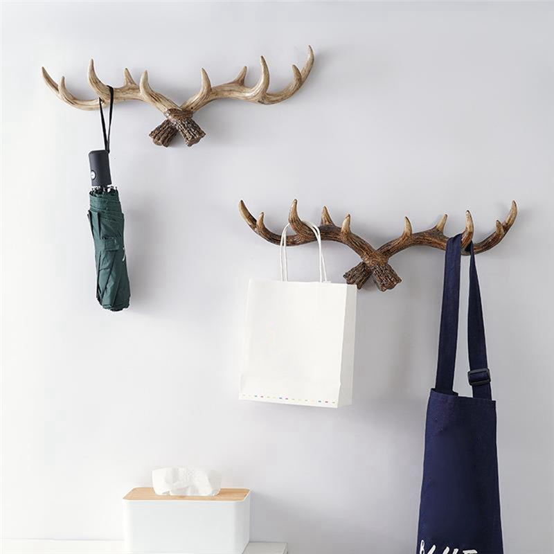 Novara Rustic Antler Wall Hook Rack for Entryway & Mudroom | Multi-Hook Organizer
