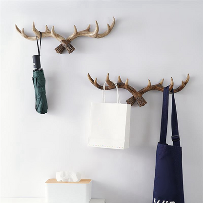 Novara Rustic Antler Wall Hook Rack for Entryway & Mudroom | Multi-Hook Organizer