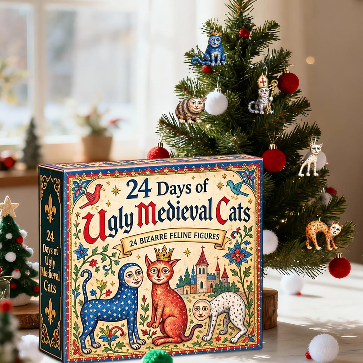 Royora Ugly Medieval Cats Advent Calendar 24 Day Holiday Countdown Figurine Set
