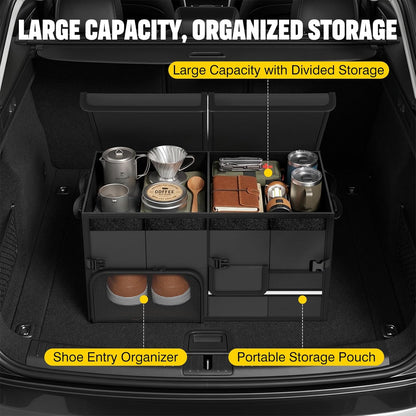 Royeva 60L Foldable Car Trunk Organizer-Waterproof Large Capacity Storage Bag Black