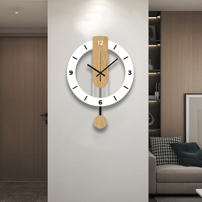 Royeva Modern Pendulum Wall Clock-Silent Wood Accent Decorative Timepiece