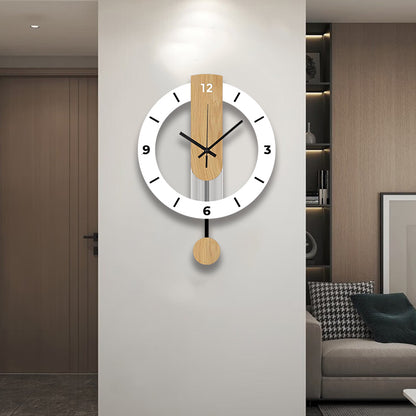 Royeva Modern Pendulum Wall Clock-Silent Wood Accent Decorative Timepiece