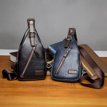 Royeva Men Anti Theft Leather Crossbody Bag-Casual Sling Backpack
