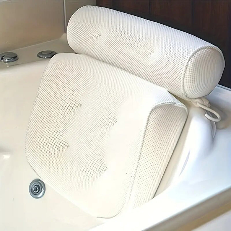Royeva Spa Bath Pillow Ergonomic Headrest Double-Padded Non-Slip Neck & Back Support
