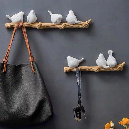 Royelle Decorative Bird Branch Wall Hook-Resin White Coat Hanger