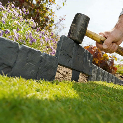 Royeva Interlocking Stone Effect Garden Edging Border Set
