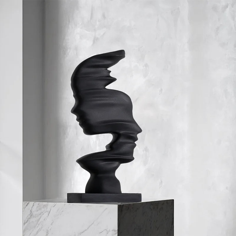 Novara Abstract Face Decor Sculpture-Modern Ceramic Art