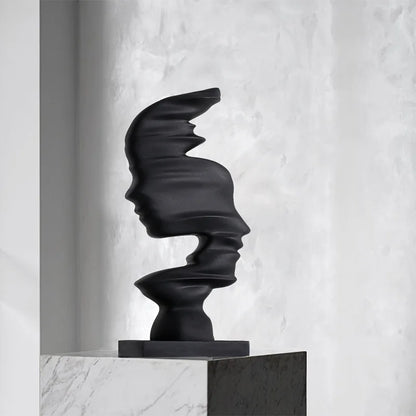 Novara Abstract Face Decor Sculpture-Modern Ceramic Art