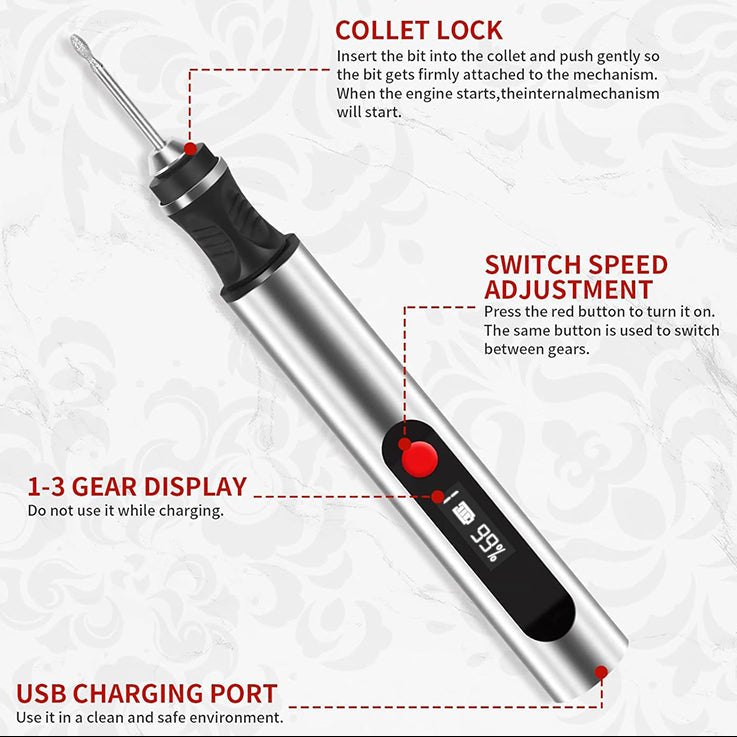Sovere Cordless Electric Engraving Pen Kit with 39 Bits, Adjustable Speed for DIY Projects