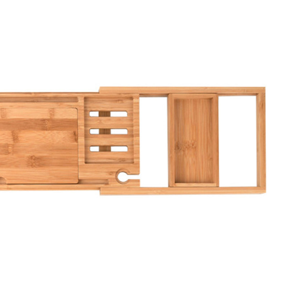 Royora Expandable Bamboo Bathtub Caddy Tray with Book Holder and Wine Glass Slot