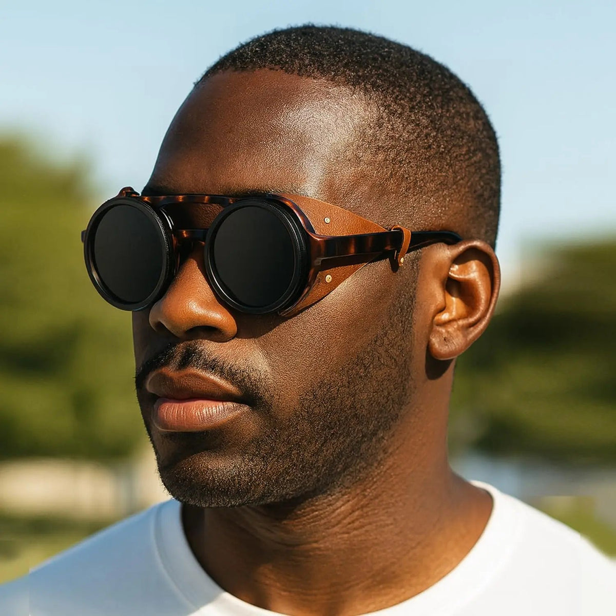 Royeva Vintage Round Steampunk Polarized Sunglasses-UV400 Driving Eyewear
