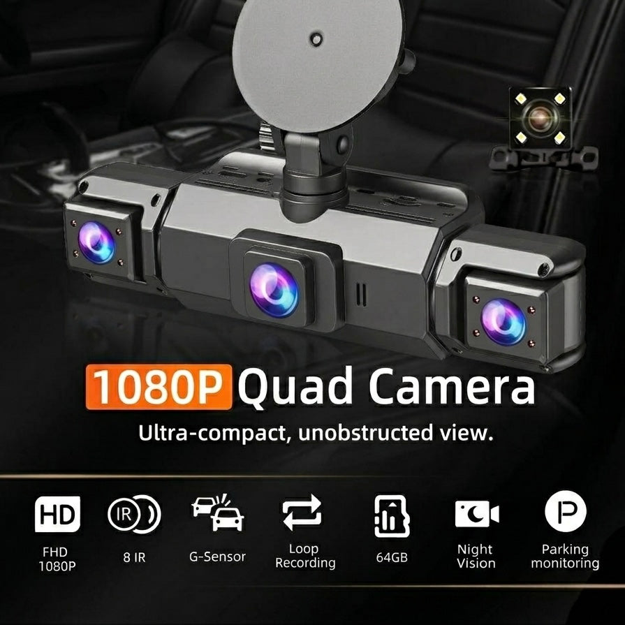 4-Camera Dash Cam System | 1920P Front | 720P Side & Rear | Night Vision | WiFi | Up To 32GB 1