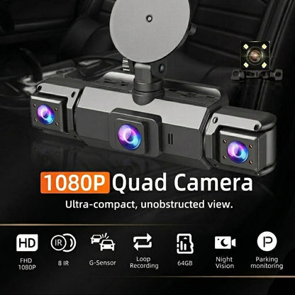 4-Camera Dash Cam System | 1920P Front | 720P Side & Rear | Night Vision | WiFi | Up To 32GB 1