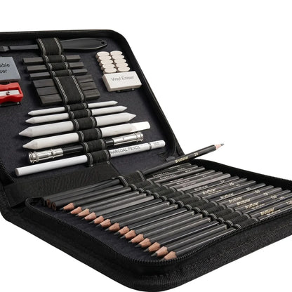 42-68PCS Professional Drawing Kit Graphite & Charcoal Sketch Set with Sketchbook 3