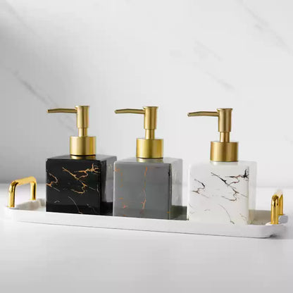 Royelle Marble Finish Ceramic Soap Dispenser with Gold Pump for Countertops