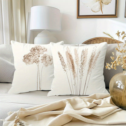 Royelle Botanical Print Throw Pillow Covers - 4 Pack Decorative Farmhouse Cushion Cases
