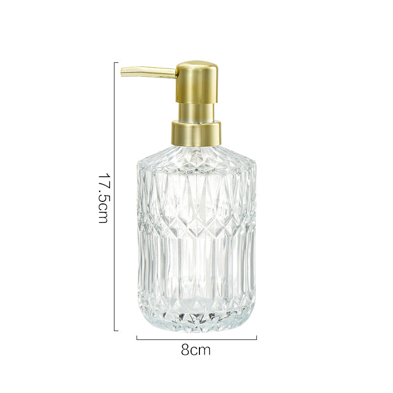 Sovere Diamond Cut Glass Soap Dispenser with Gold Pump for Kitchen or Bathroom