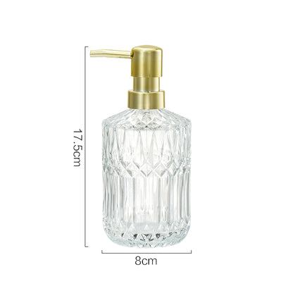 Sovere Diamond Cut Glass Soap Dispenser with Gold Pump for Kitchen or Bathroom