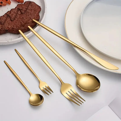 Royelle Modern Stainless Steel Flatware Cutlery Set-Minimalist Kitchen Tableware