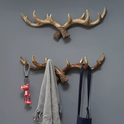 Novara Rustic Antler Wall Hook Rack for Entryway & Mudroom | Multi-Hook Organizer