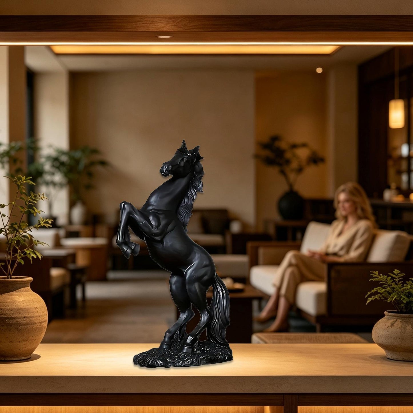Novara White Rearing Horse Sculpture - Dynamic Equine Figurine