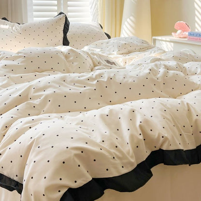 Royeva Polka Dot Duvet Cover Set With Ruffle-Edging Bedroom Decor