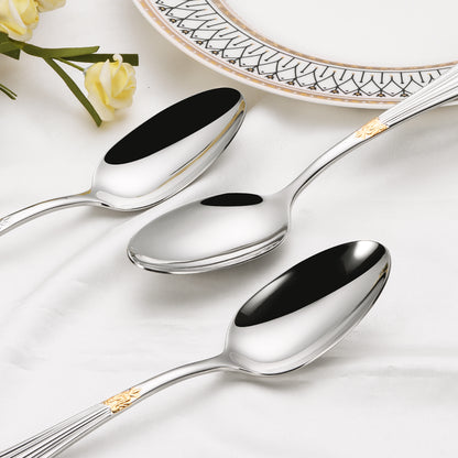 Royeva Stainless Steel Cutlery Set With Gold Finish Flatware Silverware