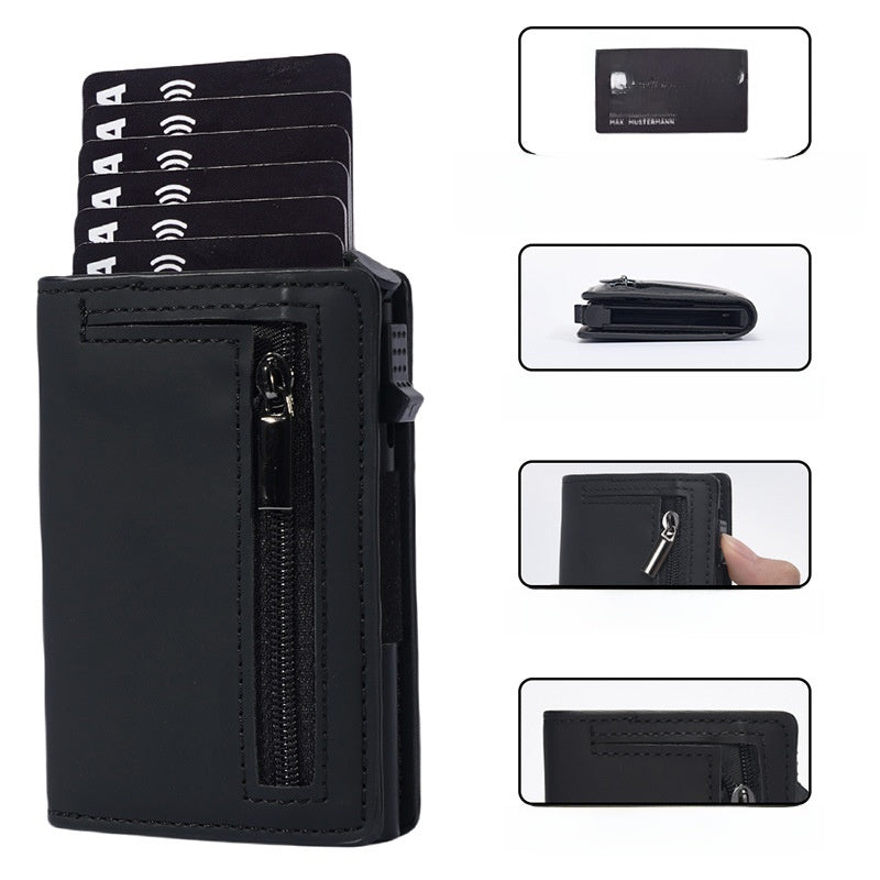 Royeva Genuine Leather RFID Blocking Compact Wallet with Aluminum Card Holder