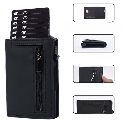 Royeva Genuine Leather RFID Blocking Compact Wallet with Aluminum Card Holder