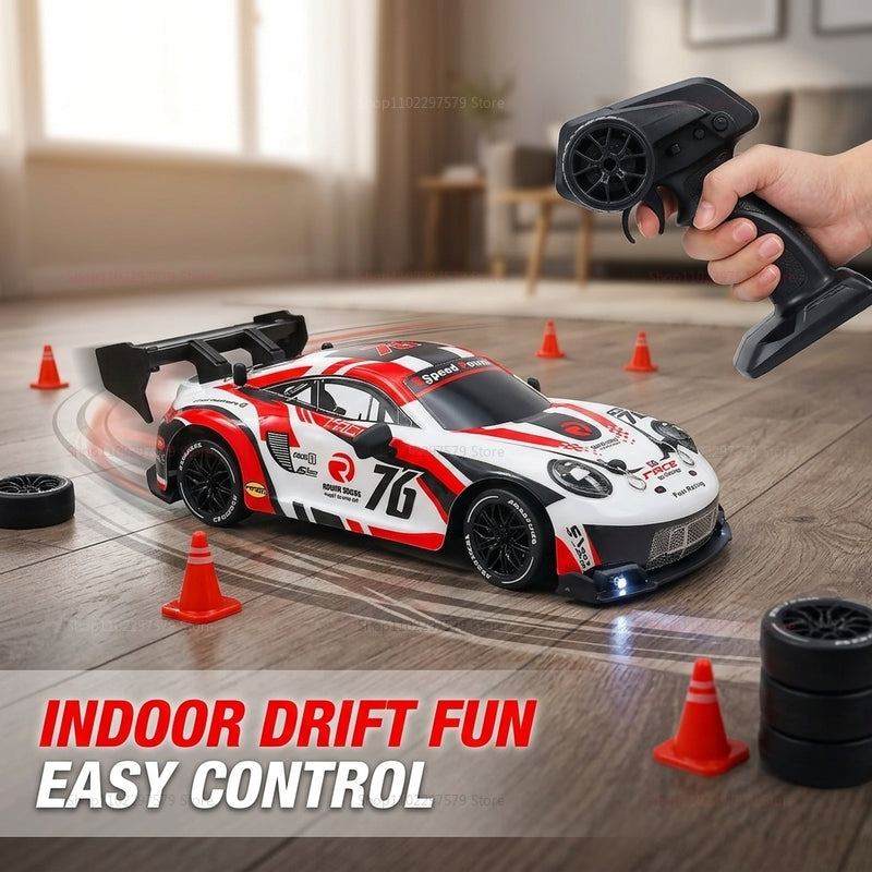 Novara High-Speed 2.4GHz RC Drift Car with LED Headlights and Interchangeable Tires