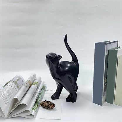 Royora Minimalist Geometric Black Cat Figurine-Modern Home Decor Sculpture